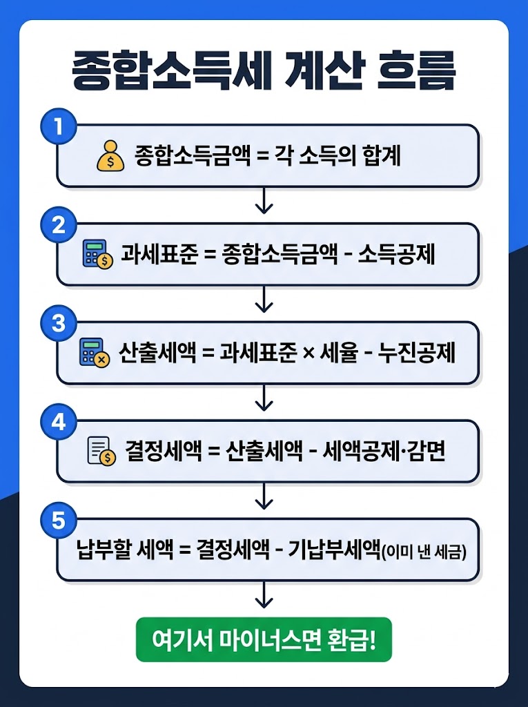 종합소득세 계산 흐름도 인포그래픽