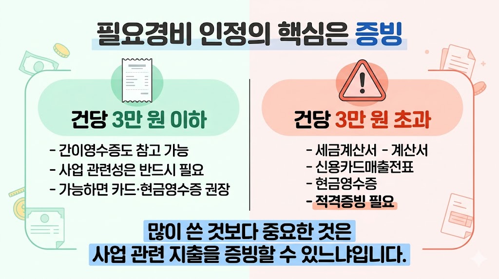개인사업자 필요경비 적격증빙 3만 원 기준 인포그래픽