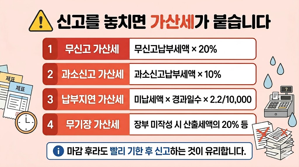 개인사업자 종합소득세 무신고 과소신고 납부지연 가산세 경고 인포그래픽