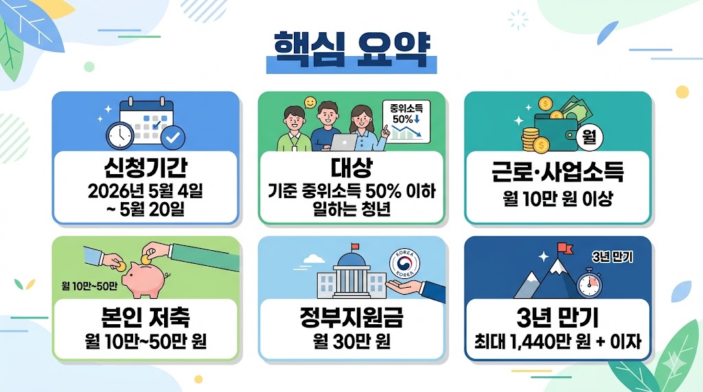 청년내일저축계좌 2026 핵심 요약 카드